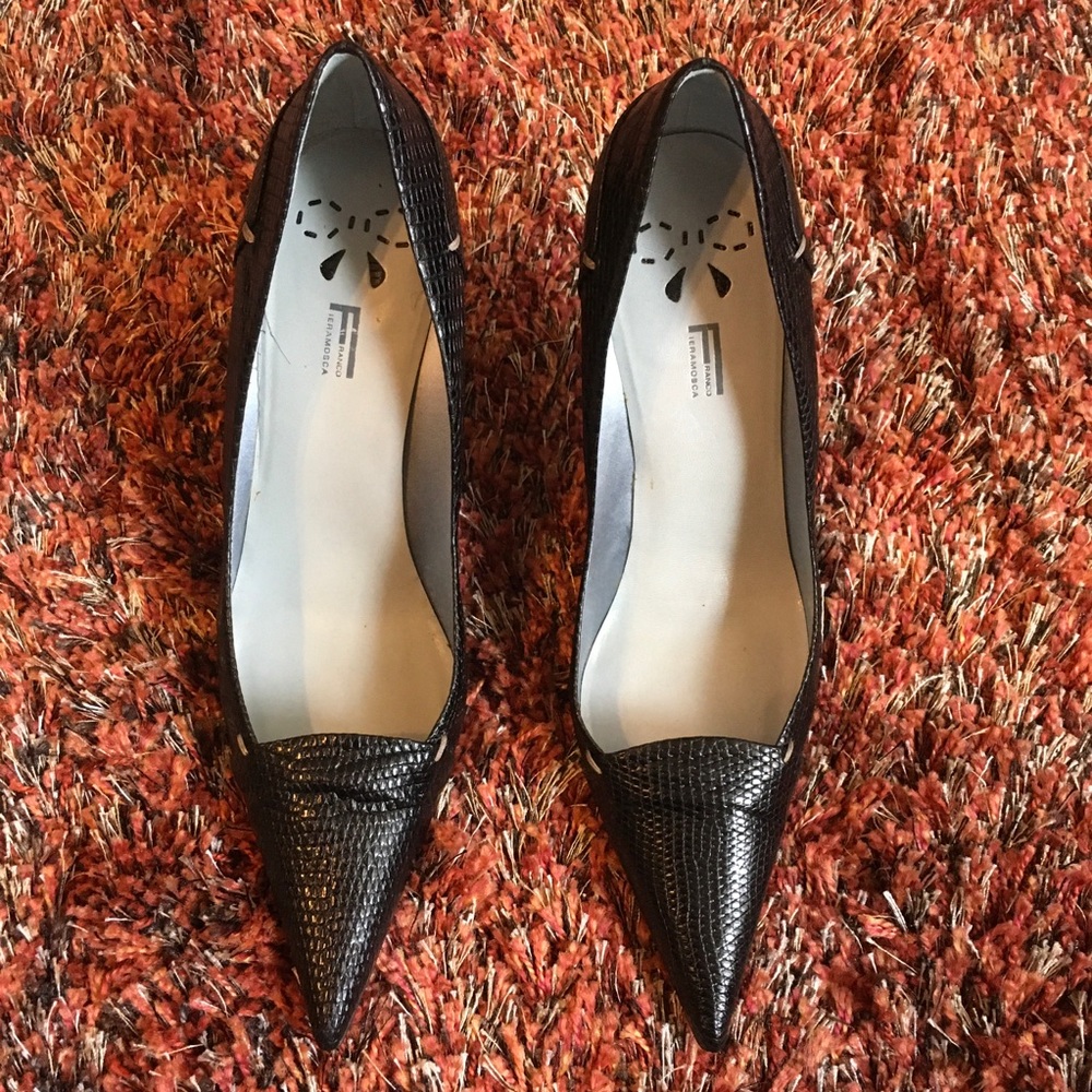 Italian Black Snake Heels
